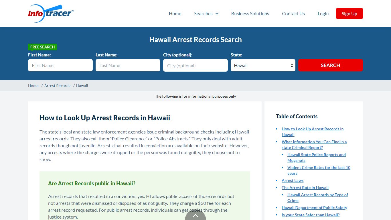 Search Hawaii Arrest Records Online - Infotracer